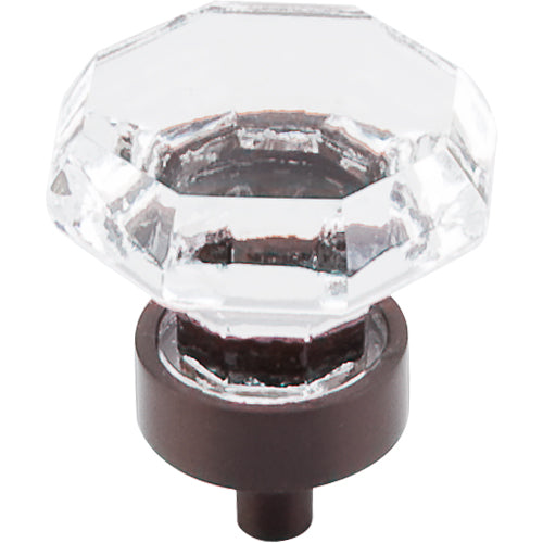 Clear Octagon Crystal Knob 1 3/8in. w/ Oil Rubbed Bronze Base