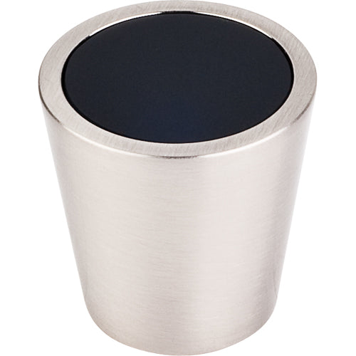 Black Crystal Center Knob 1 1/16in. w/ Brushed Satin Nickel Shell
