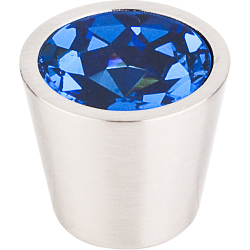 Blue Crystal Center Knob 3/4in. w/ Brushed Satin Nickel Shell