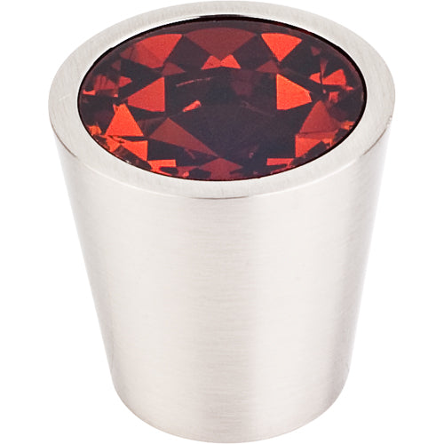 Wine Crystal Center Knob 1 1/16in. w/ Brushed Satin Nickel Shell