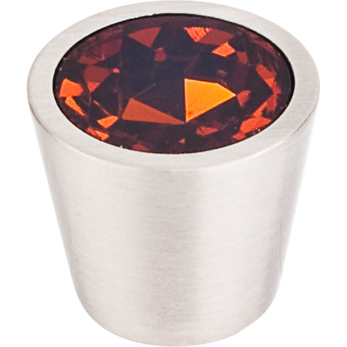Wine Crystal Center Knob 3/4in. w/ Brushed Satin Nickel Shell