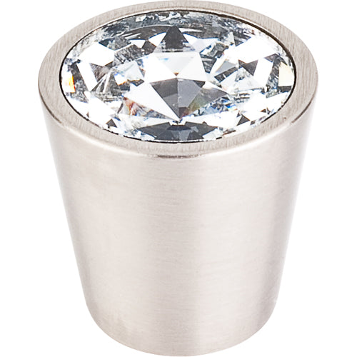 Clear Crystal Center Knob 1 1/16in. w/ Brushed Satin Nickel Shell