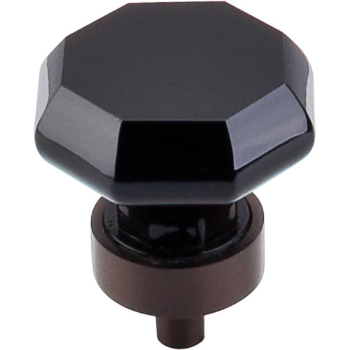 Black Octagon Crystal Knob 1 3/8in. w/ Oil Rubbed Bronze Base