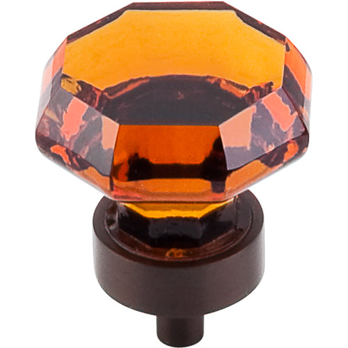 Wine Octagon Crystal Knob 1 3/8in. w/ Oil Rubbed Bronze Base