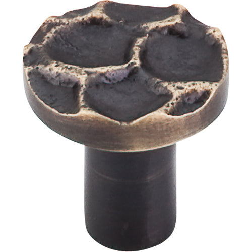 Cobblestone Round Knob 1 1/8in.  Brass Antique