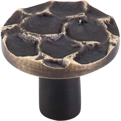 Cobblestone Round Knob 1 3/8in.  Brass Antique