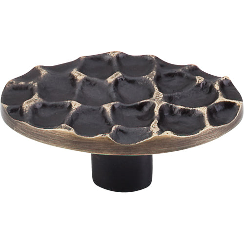 Cobblestone Oval Knob 2 5/8in.  Brass Antique