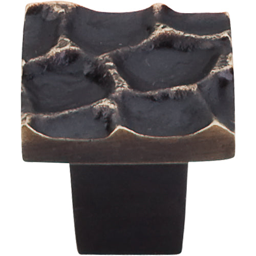 Cobblestone Square Knob 1 1/8in.  Brass Antique