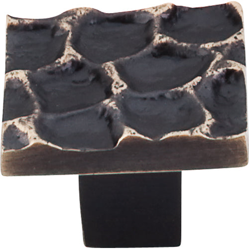 Cobblestone Square Knob 1 3/8in.  Brass Antique