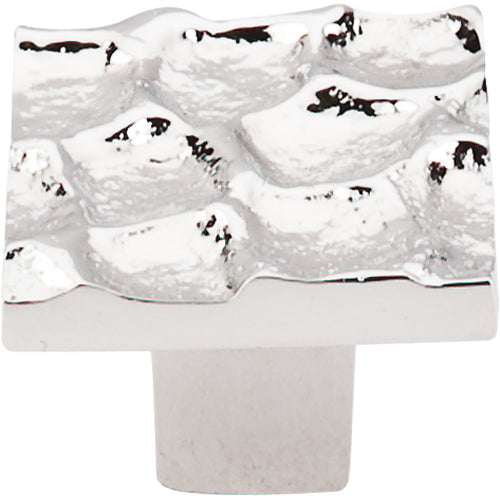 Cobblestone Square Knob 1 3/8in.  Polished Nickel