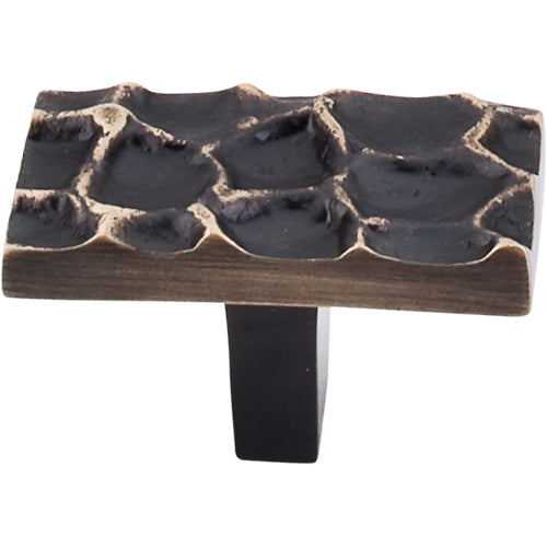 Cobblestone Rectangle Knob 1 7/8in.  Brass Antique