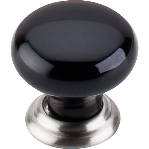 Ceramic Knob Large 1 3/8in.  Brushed Satin Nickel & Black