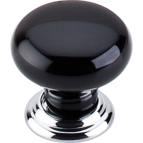 Ceramic Knob Large 1 3/8in.  Polished Chrome & Black