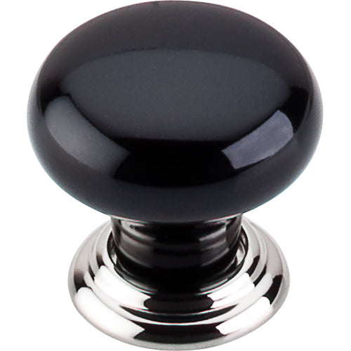 Ceramic Knob Large 1 3/8in.  Polished Nickel & Black