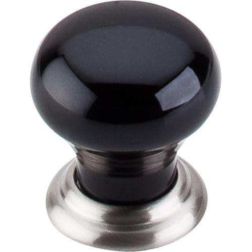 Ceramic Knob Small 1 1/8in.  Brushed Satin Nickel & Black