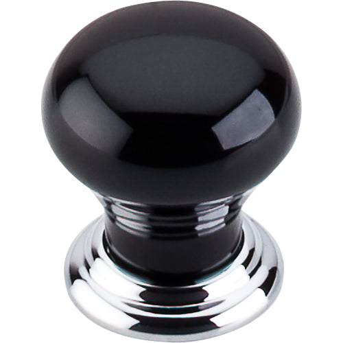 Ceramic Knob Small 1 1/8in.  Polished Chrome & Black
