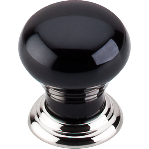 Ceramic Knob Small 1 1/8in.  Polished Nickel & Black