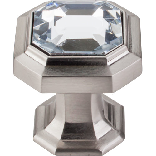 Crystal Emerald Knob 1 1/8in.  Brushed Satin Nickel