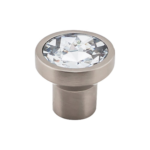 Wentworth Crystal Round Knob 13/16in.  Brushed Satin Nickel Base