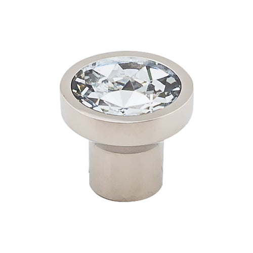 Wentworth Crystal Round Knob 13/16in.  Polished Nickel Base