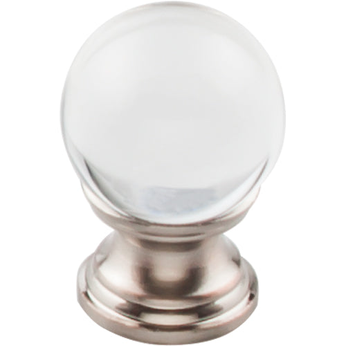 Clarity Clear Glass Round Knob 1in.  Brushed Satin Nickel Base