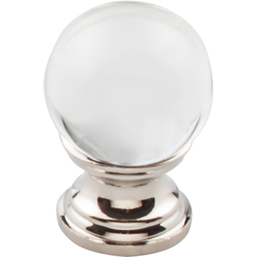 Clarity Clear Glass Round Knob 1in.  Polished Nickel Base