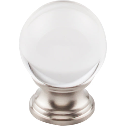Clarity Clear Glass Round Knob 1 3/16in.  Brushed Satin Nickel Base