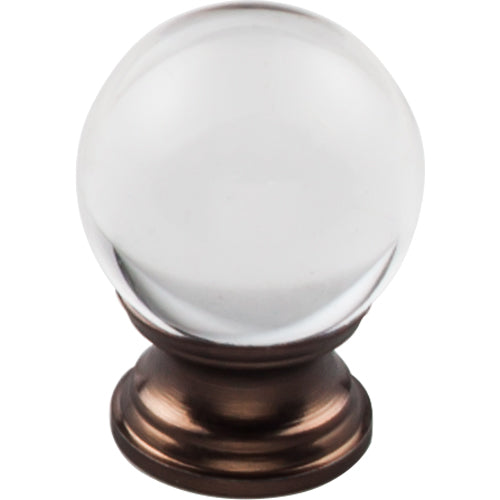 Clarity Clear Glass Round Knob 1 3/16in.  Oil Rubbed Bronze Base