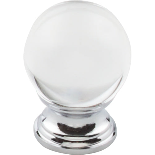 Clarity Clear Glass Round Knob 1 3/16in.  Polished Chrome Base