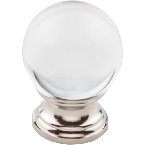 Clarity Clear Glass Round Knob 1 3/16in.  Polished Nickel Base