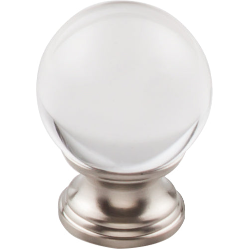 Clarity Clear Glass Round Knob 1 3/8in.  Brushed Satin Nickel Base