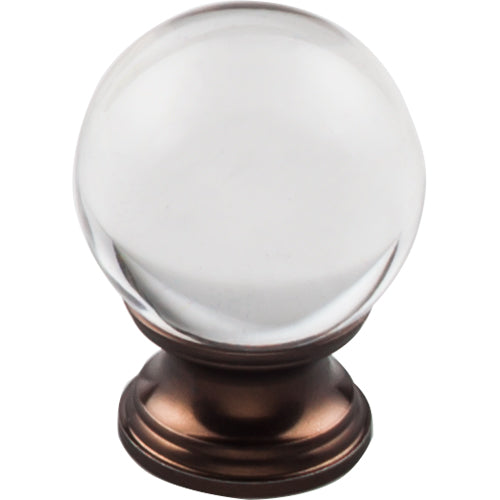 Clarity Clear Glass Round Knob 1 3/8in.  Oil Rubbed Bronze Base