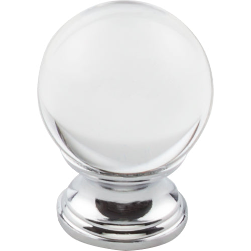 Clarity Clear Glass Round Knob 1 3/8in.  Polished Chrome Base