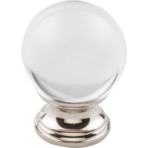 Clarity Clear Glass Round Knob 1 3/8in.  Polished Nickel Base