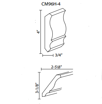 Crown Molding CM96H-4 Gray Shaker (AG)