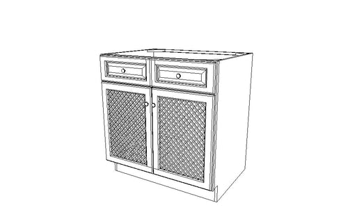 SB30-B-ND-SP Sink Base Lattice Doors Uptown White (TW)